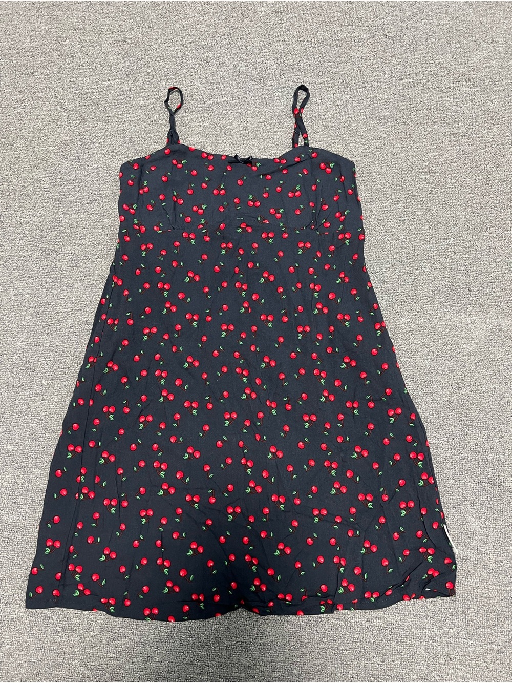 Pavement Girl’s Navy Sundress with Red Cherry Print